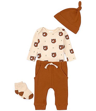 Image of Starting Out Baby Boys Newborn-12 Months Long Sleeve Bear Printed Bodysuit & Pants Set