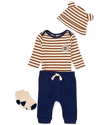 Image of Starting Out Baby Boys Newborn-12 Months Long Sleeve Stripe Printed Bodysuit & Pants Set