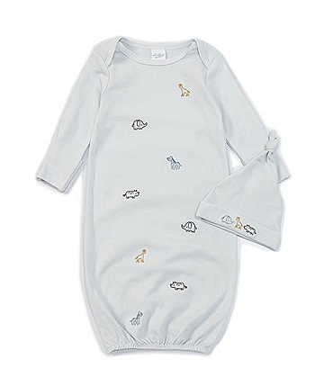 Image of Starting Out Baby Boys Newborn-6 Months Long-Sleeve Animal Gown & Knotted Hat Set