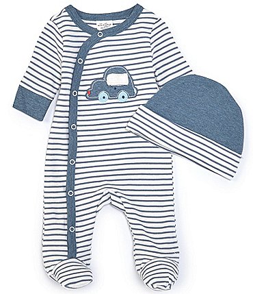 Image of Starting Out Baby Boys Preemie-6 Months Cars Striped Footed Coverall