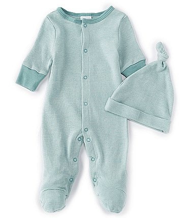 Image of Starting Out Baby Preemie-9 Months Green Stripe Footed Coverall