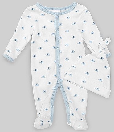 Image of Starting Out Baby Boys Preemie-9 Months Long-Sleeve Elephant Footie Coverall & Knotted Hat Set