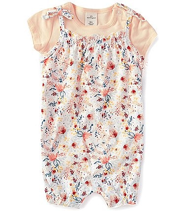 Image of Starting Out Baby Girl 3-24 Months Floral Bubble Romper and Short Sleeve Bodysuit Set