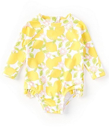 Image of Starting Out Baby Girl 3-24 Months Long sleeve Lemon Rashgaurd Swimsuit