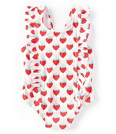 Image of Starting Out Baby Girl 3-24 Months Strawberry Print Swimsuit