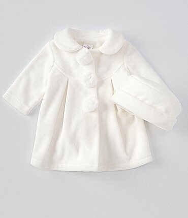 Image of Starting Out Baby Girls 3-24 Months Pleated Faux Fur Pom Coat