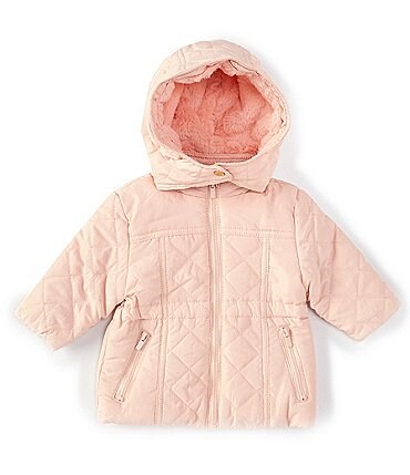 Image of Starting Out Baby Girls 3-24 Months Removable-Hood Quilted Puffer Coat