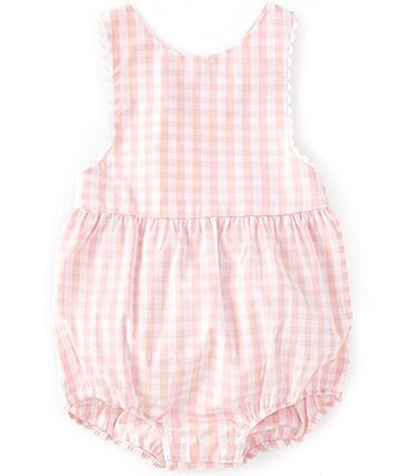 Image of Starting Out baby Girls 3-24 Months Sleeveless Pink Checkered Romper Bubble