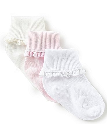 Image of Starting Out Baby Girls 3-Pack Crochet Lace Socks