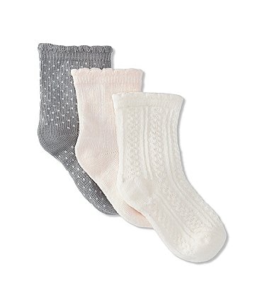 Image of Starting Out Baby Girls 3-Pack Texture Socks
