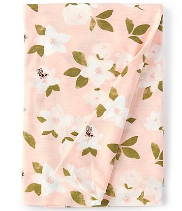 Image of Starting Out Baby Girls Floral and Bee Print Swaddle Blanket