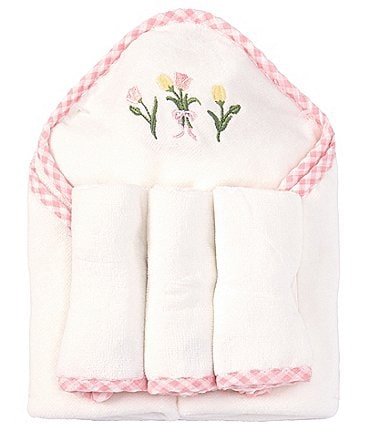 Image of Starting Out Baby Girls Flower Hooded Towel & Washcloth Set