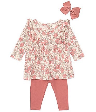 Image of Starting Out Baby Girls Newborn-24 Months Long Sleeve Floral Print Bodysuit & Leggings Set