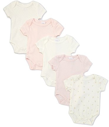Image of Starting Out Baby Girls Newborn-3 Months Short Sleeve Multi-Print 5-Pack Bodysuits