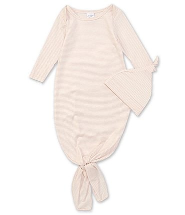 Image of Starting Out Baby Girls Newborn-6 Months Long-Sleeve Stripe Knotted Gown