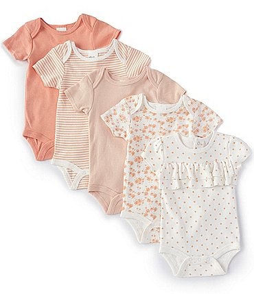 Image of Starting Out Baby Girls Newborn-6 Months Solid/Printed 5-Pack Bodysuits