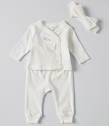 Image of Starting Out Baby Girls Newborn-9 Months Elephant Wrap Long Sleeve Kimono Set