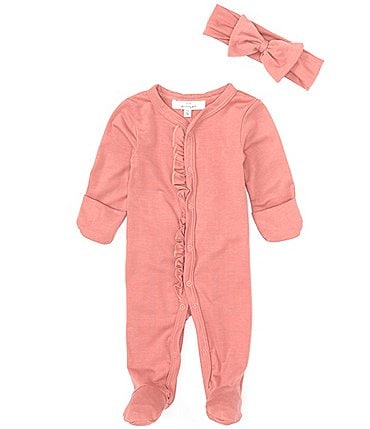 Image of Starting Out Baby Girls Newborn-9 Months Long Sleeve Ruffle Snap Footed Coveralls