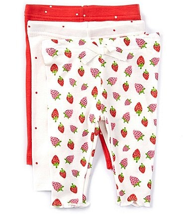 Image of Starting Out Baby Girls Newborn-9 Months Strawberry Polka Dot Print Pant 3-Pack Set