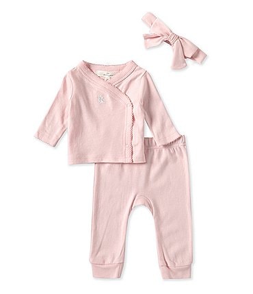 Image of Starting Out Baby Girls Newbron-9 Months Bunny Long Sleeve Kimono & Pants Set