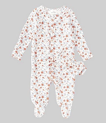 Image of Starting Out Baby Girls Preemie - 9 Months Long Sleeve Footed Floral Print Coverall & Headband Set