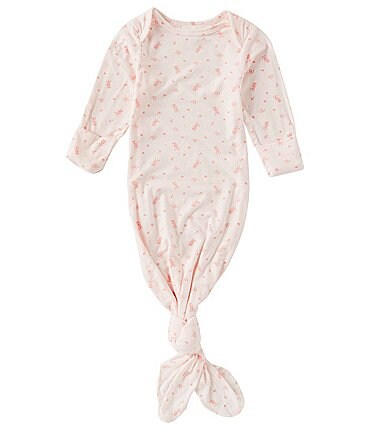 Image of Starting Out Baby Girls Long Sleeve Ballet Print Knotted Gown