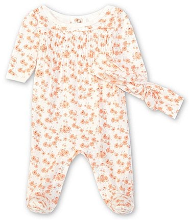 Image of Starting Out Baby Girls Preemie-6 Months Long-Sleeve Smocked Floral Footed Coverall
