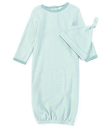 Image of Starting Out Baby Newborn-6 Months Long Sleeve Stripe Gown & Knot Hat 2-Piece Set