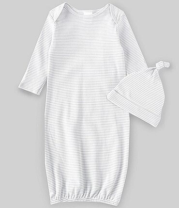 Image of Starting Out Baby Newborn-6 Months Long Sleeve Stripe Gown & Knot Hat 2-Piece Set