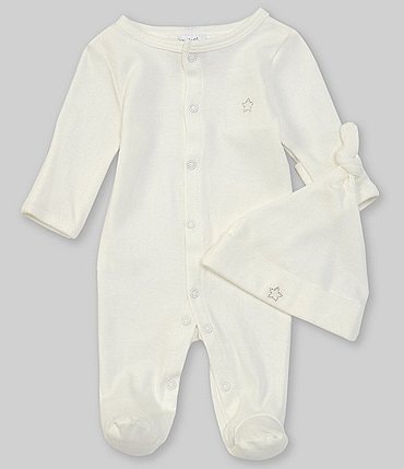 Image of Starting Out Baby Preemie-9 Months Long-Sleeve Star Footed Coverall & Knotted Hat Set