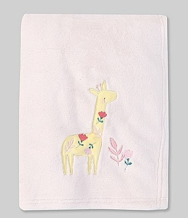 Image of Starting Out Pink Floral Giraffe Blanket
