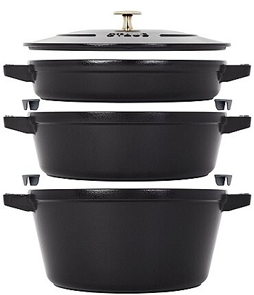 Image of Staub Cast Iron Set 4-Piece Stackable Space-Saving Cookware Set