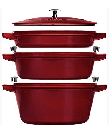 Image of Staub Cast Iron Set 4-Piece Stackable Space-Saving Cookware Set