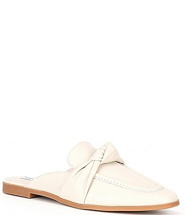 Image of Steve Madden Chart Leather Knot Detail Career Flat Mules