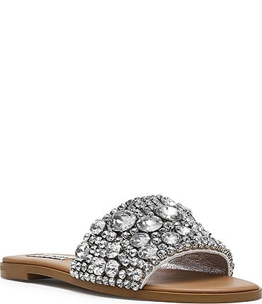 Image of Steve Madden Knicky Rhinestone Embellished Slide Sandals
