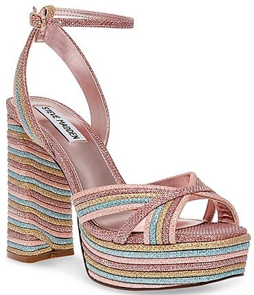 Image of Steve Madden Laurel Rainbow Glitter Platform Sandals