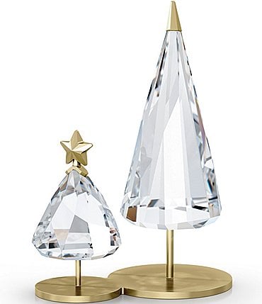 Image of Swarovski Crystal Holiday Magic Christmas Tree Figurine Duo