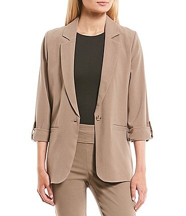 Image of Takara Coordinating Notch Collar Roll Tab Suiting Blazer