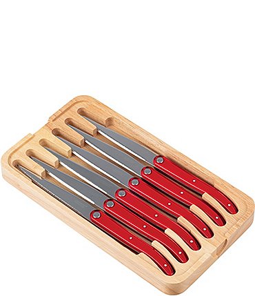 Image of Tarrerias Bonjean Laguiole Sens Colored Handle 6-Piece Steak Knife Set