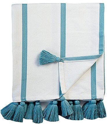 Image of The Art of Home from Ann Gish Canvas Stripe Tassel Throw Blanket