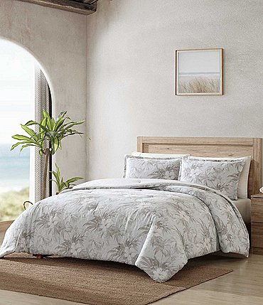 Image of Tommy Bahama Beachway Blooms Grey Reversible Comforter Mini Set