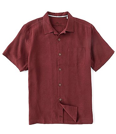 Image of Tommy Bahama Solid Tropic Isle Short Sleeve Camp Collar Woven Shirt