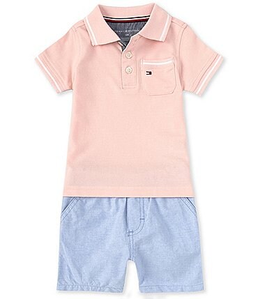 Image of Tommy Hilfiger Baby Boys 12-24 Months Short-Sleeve Pique Knit Polo Shirt & Oxford Shorts Set