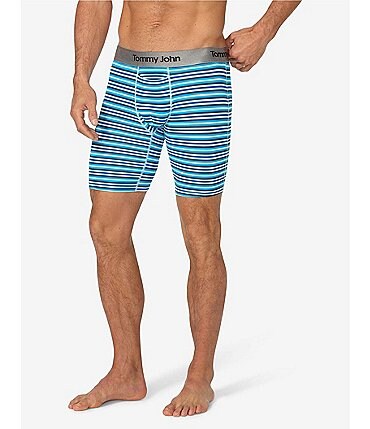 Image of Tommy John Second Skin Striped 8" Inseam Boxer Briefs