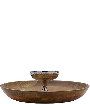 Image of Towle Silversmiths Hammersmith Wood Chip & Dip Server