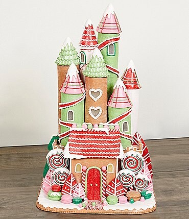 Image of Trimsetter Baking Spirits Bright Collection LED Large Gingerbread Castle Tabletop Decor
