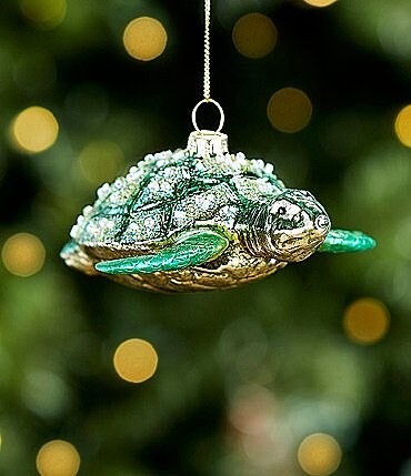 Image of Trimsetter Christmas Island Collection Green Sea Turtle Glass Ornament
