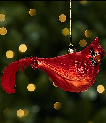 Image of Trimsetter Highland Holiday Collection Feathered Tail Cardinal Glass Ornament
