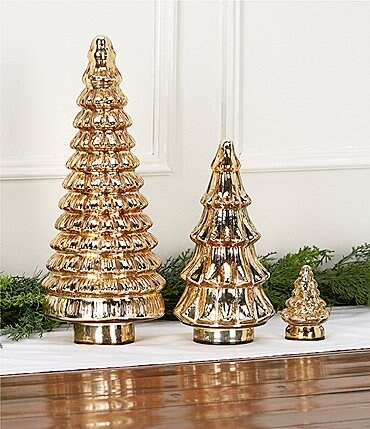 Image of Trimsetter LED Lit Champagne Mercury Glass Tree Decor