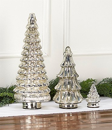 Image of Trimsetter LED Lit Silver Mercury Glass Tree Decor